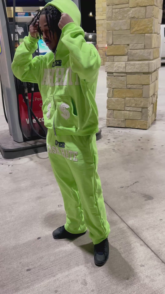 CASH OVER HATE Green sweatsuit